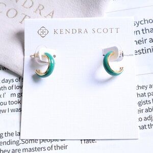 Kendra Scott Ainsley Gold Green Enamel Earrings